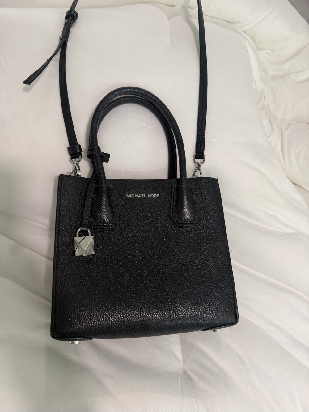 Michael Kors Black Pebbled Leather Satchel with Top Handles - Picture 10 of 10